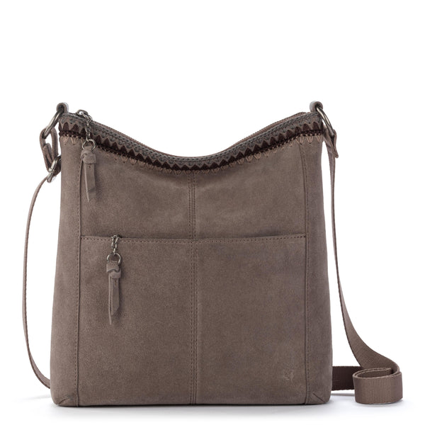 sakroots Lucia Crossbody Mushroom Suede Blanket Stitch