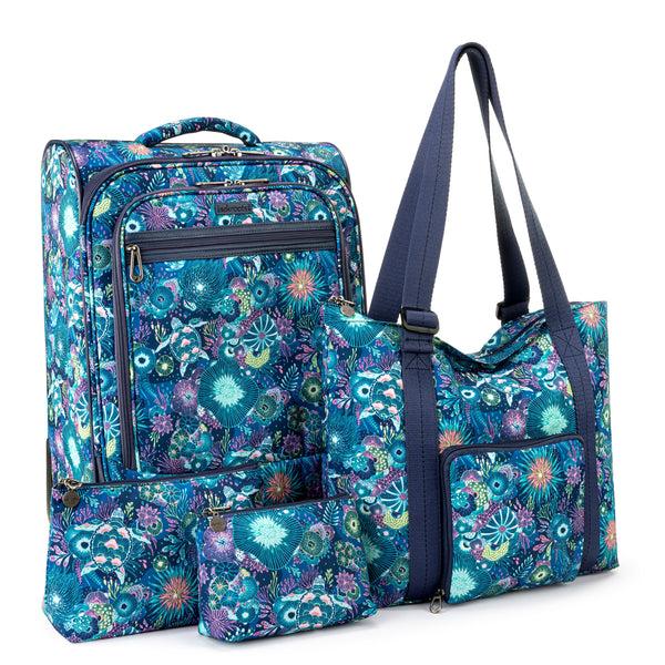 sakroots On The Go 21" Spinner Luggage Bundle Royal Blue Seascape
