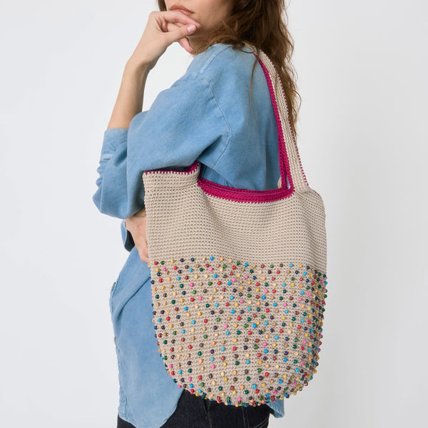 Sakroots 120 Tote Ecru Multi Beads