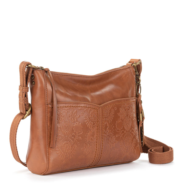 Sakroots Alameda Crossbody Tobacco Floral Embossed