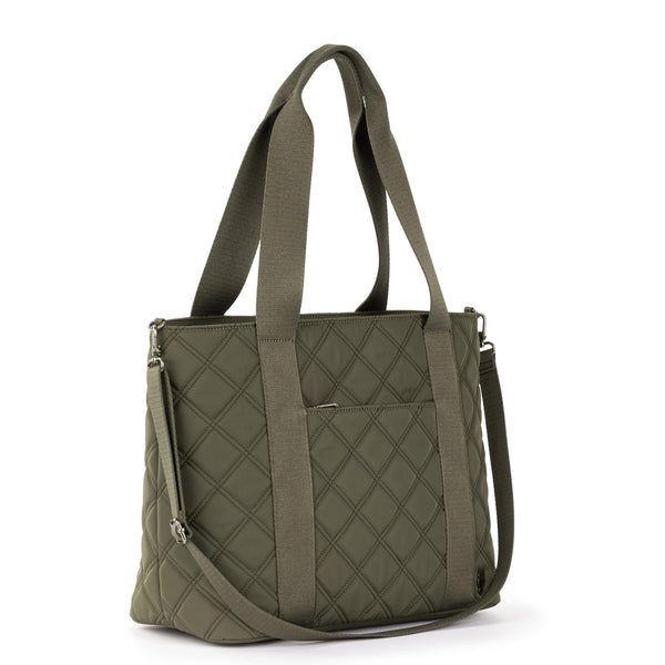 Sakroots Arlo Large Tote Olive Diamond Quilted