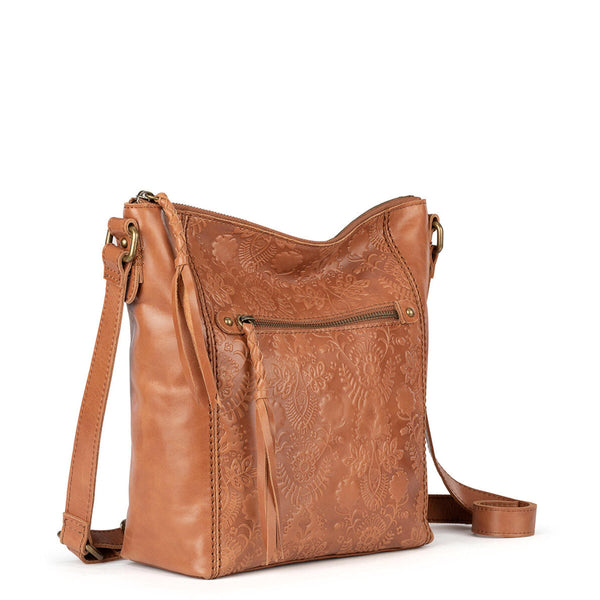 Sakroots Ashland Crossbody Tobacco Floral Embossed