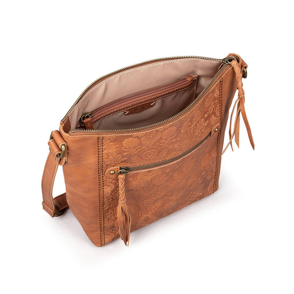 Sakroots Ashland Crossbody Tobacco Floral Embossed