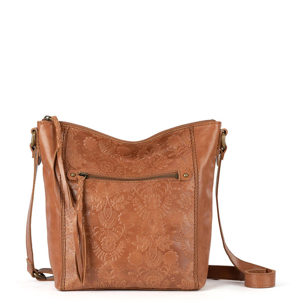 sakroots Ashland Crossbody Tobacco Floral Embossed