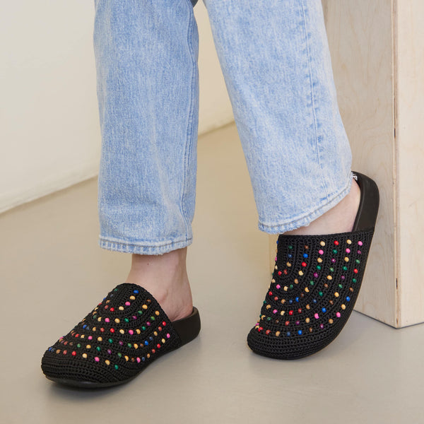 Sakroots Bolinas Clog Black Multi Beads
