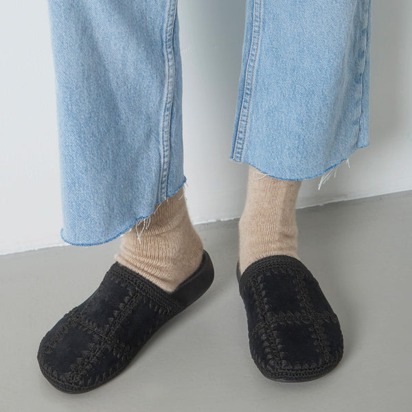 Sakroots Bolinas Clog Black Suede Patch