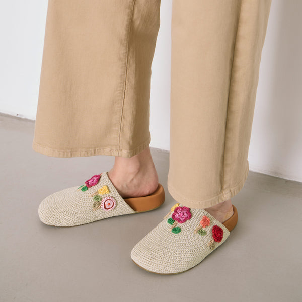 Sakroots Bolinas Clog Flower Ecru