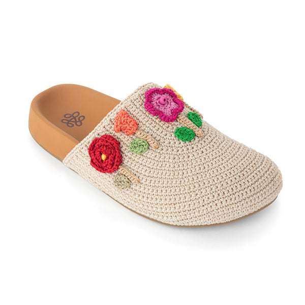 Sakroots Bolinas Clog Flower Ecru