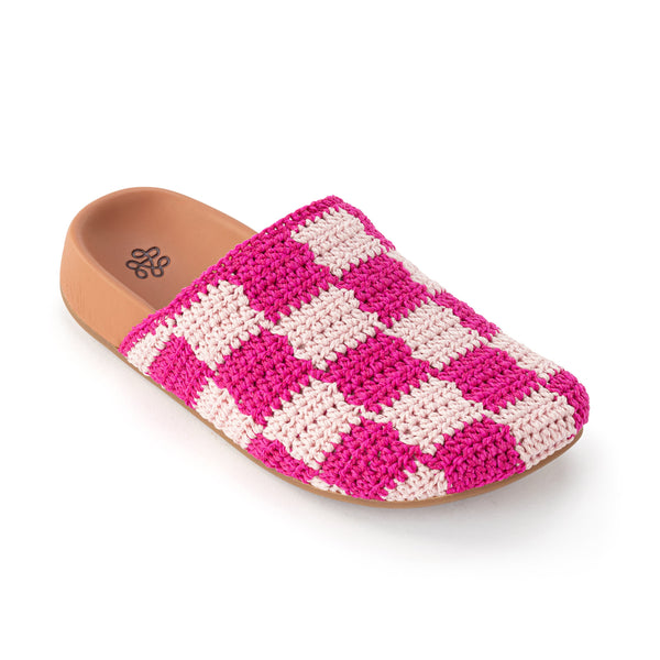 Sakroots Bolinas Clog - Kids Pink Check