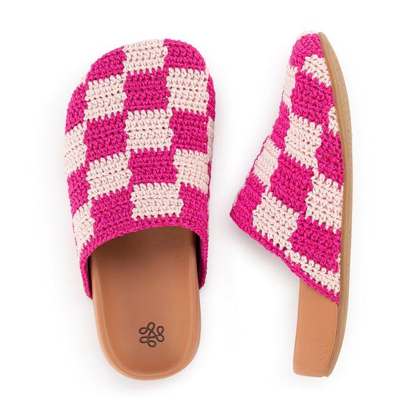 Sakroots Bolinas Clog - Kids Pink Check