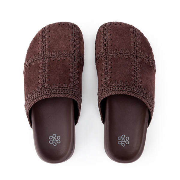 sakroots Bolinas Clog Mahogany Suede Patch