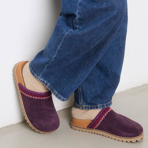Sakroots Bolinas Lug Sole Clog Aubergine Seminyak