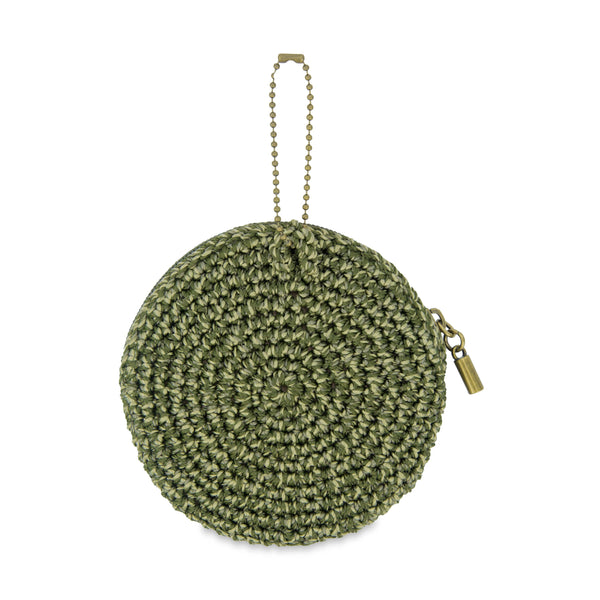 Sakroots Circle Coin Pouch Moss Static Suede Heart