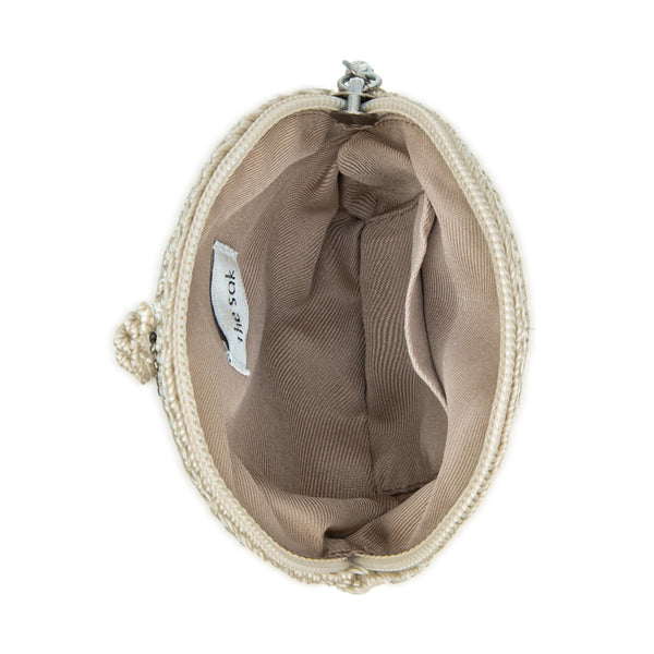 Sakroots Circle Coin Pouch Natural Black Heart