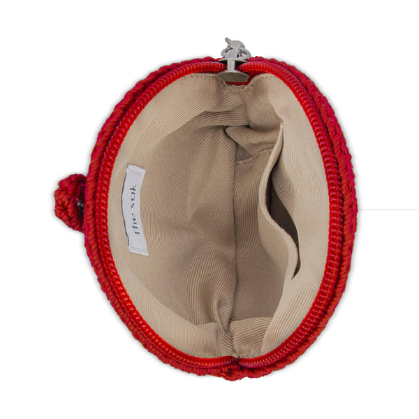 Sakroots Circle Coin Pouch Scarlet Rosewood Heart
