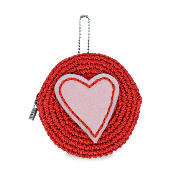 sakroots Circle Coin Pouch Scarlet Rosewood Heart