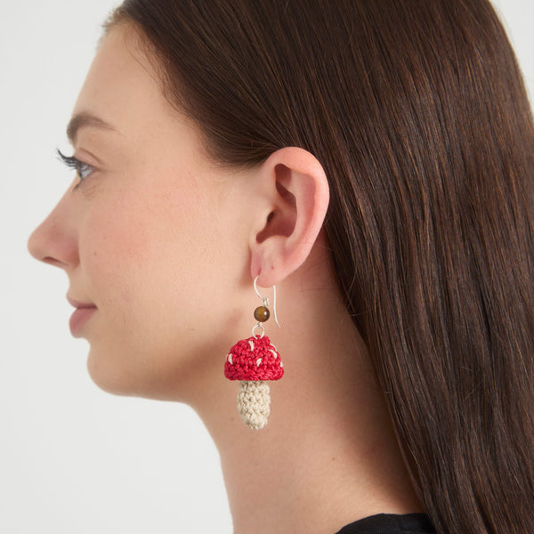 Sakroots Cyrus Charm Earrings Red Mushroom