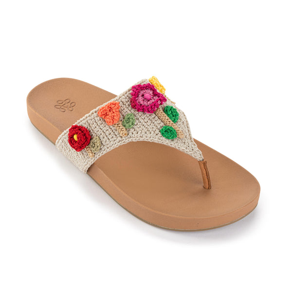 Sakroots Everly Sandal Flower Ecru