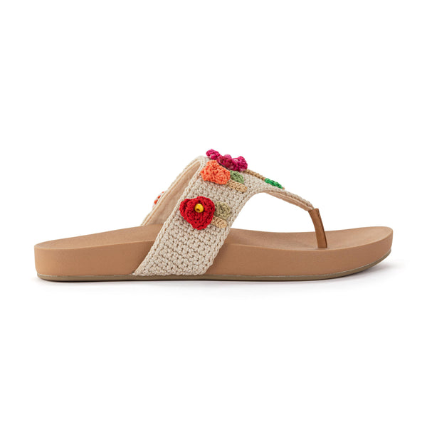 Sakroots Everly Sandal Flower Ecru