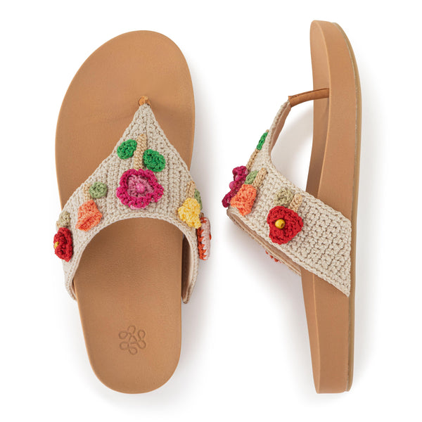Sakroots Everly Sandal Flower Ecru