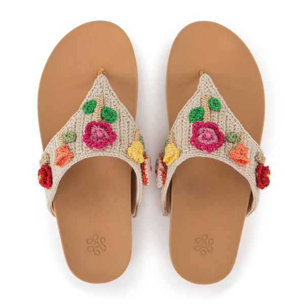 sakroots Everly Sandal Flower Ecru