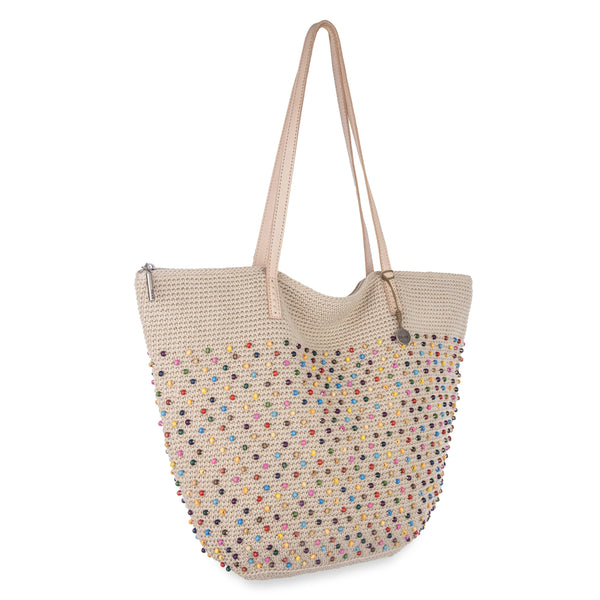 Sakroots Faye Large Tote Ecru Multi Beads