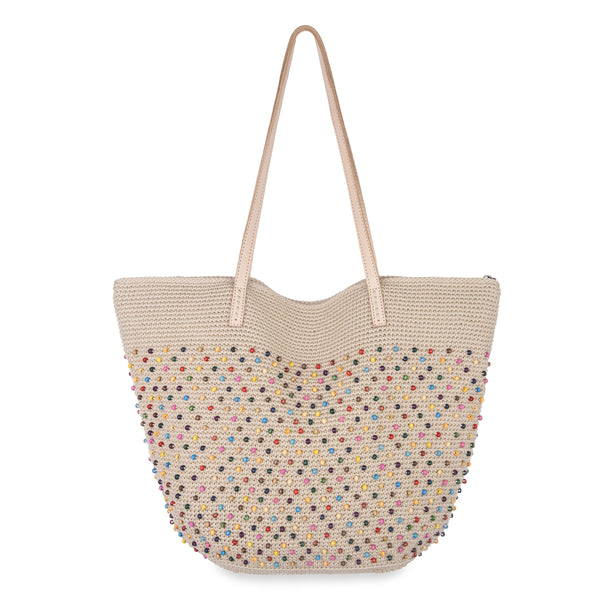 Sakroots Faye Large Tote Ecru Multi Beads