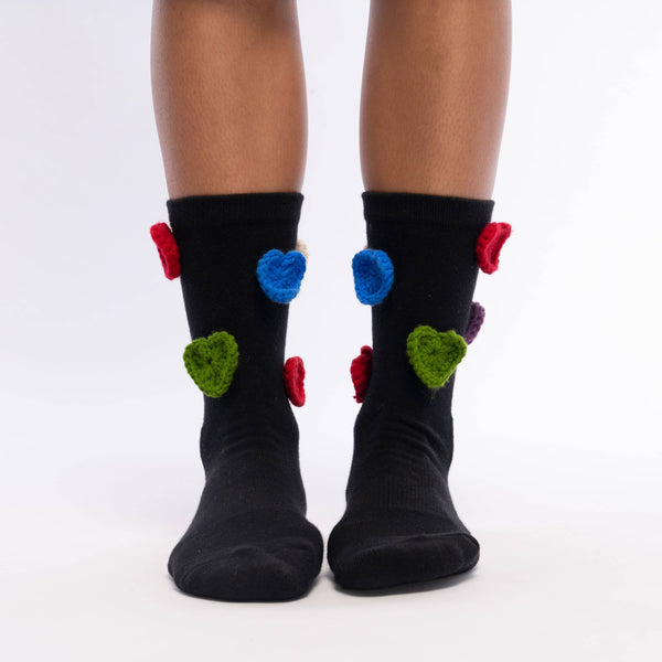 Sakroots Haven Trouser Socks Black Hearts
