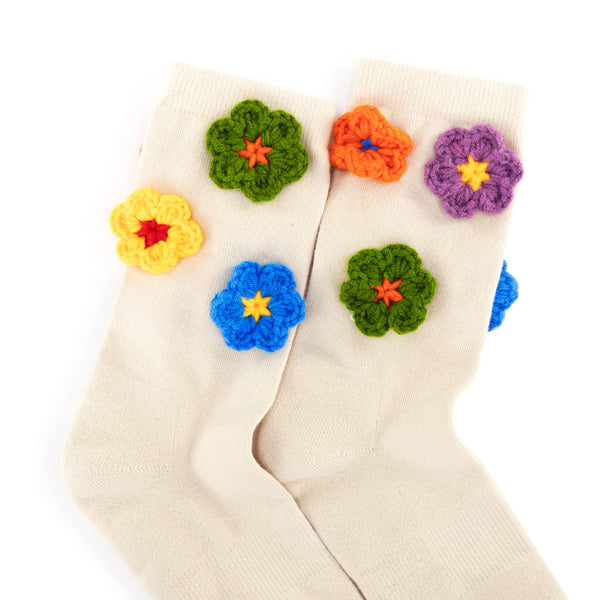 Sakroots Haven Trouser Socks Ecru Flowers