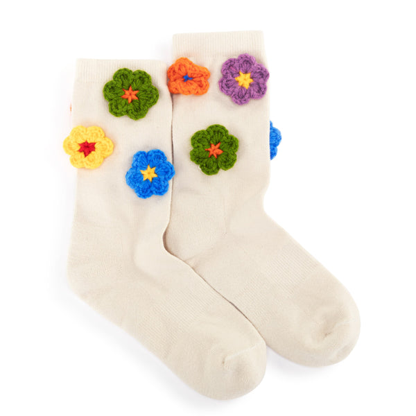 sakroots Haven Trouser Socks Ecru Flowers