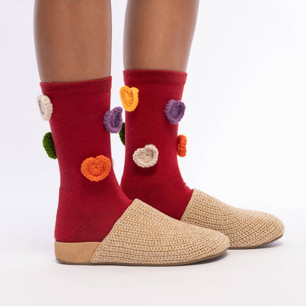 Sakroots Haven Trouser Socks Red Hearts