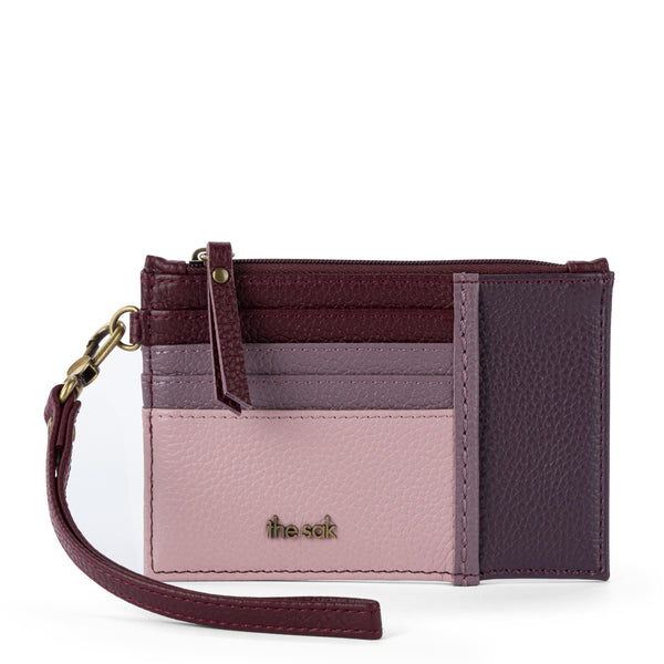 sakroots Iris Card Wristlet Black Cherry Block