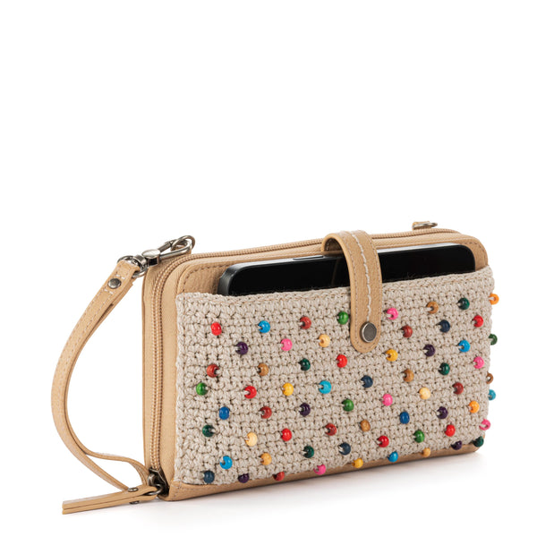 Sakroots Iris Smartphone Wallet Ecru Multi Beads