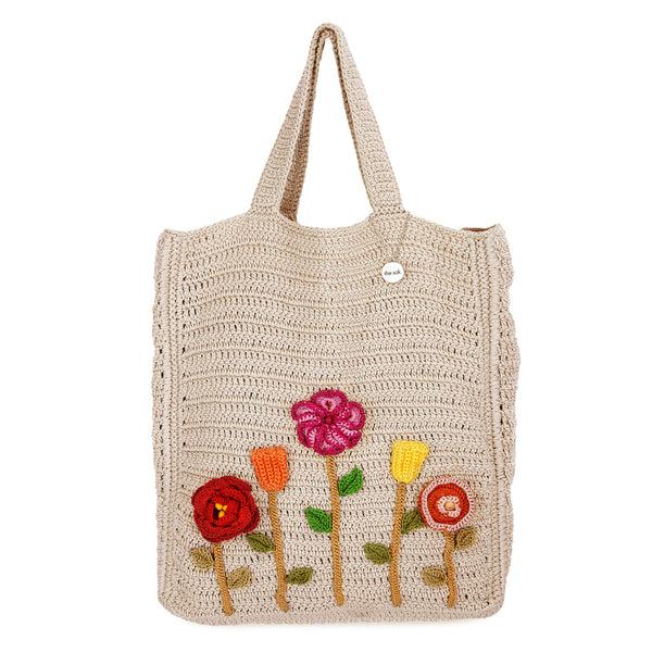 sakroots Lanie Market Tote Flower Ecru