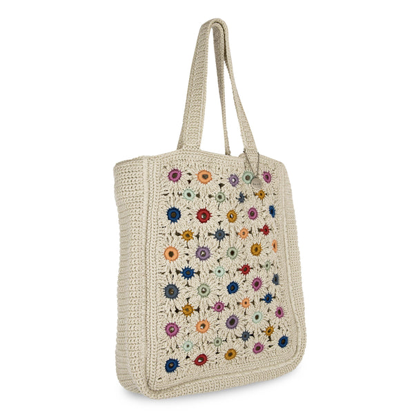 Sakroots Lanie Market Tote Natural Multi Flowers