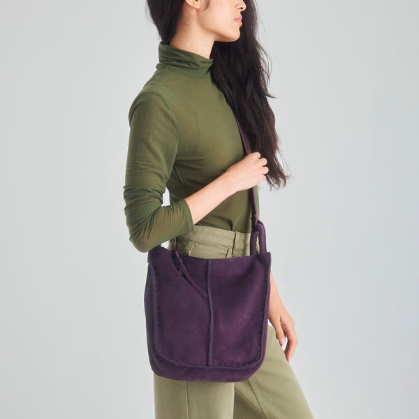 Sakroots Los Feliz Crossbody Aubergine Suede
