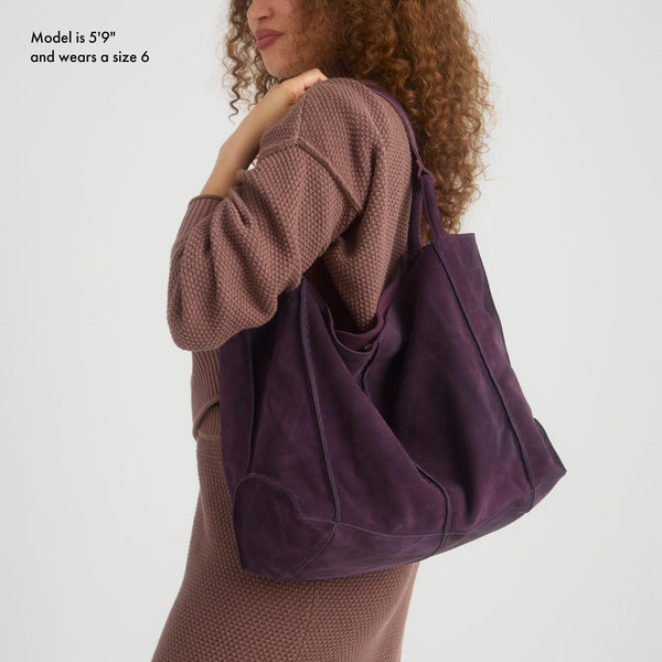 sakroots Los Feliz Large Tote Aubergine Suede