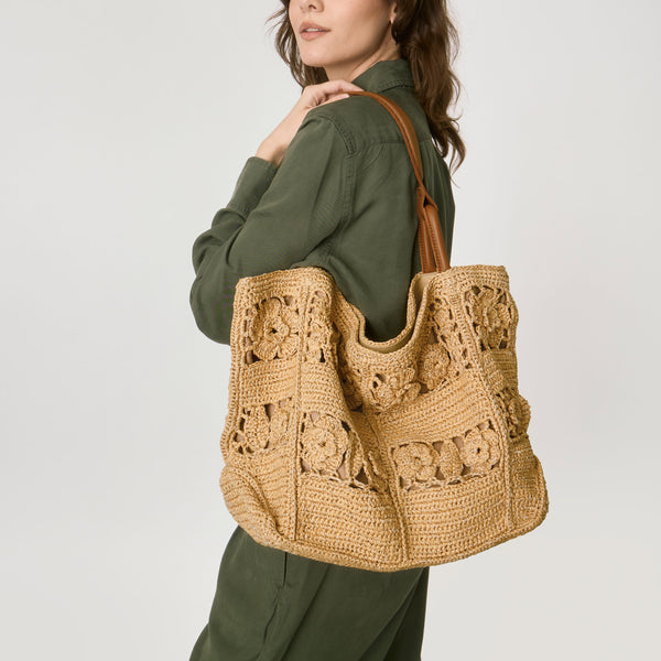 Sakroots Los Feliz Large Tote Natural Tonal Flower