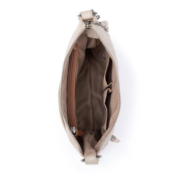 Sakroots Lucia Crossbody Sand Sparkle Suede