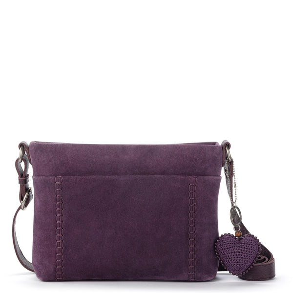sakroots Melrose Crossbody Aubergine Suede Heart