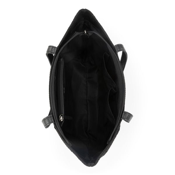 Sakroots Metro Tote Black Suede Patch