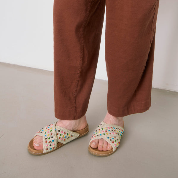 Sakroots Penelope Sandal Ecru Multi Beads