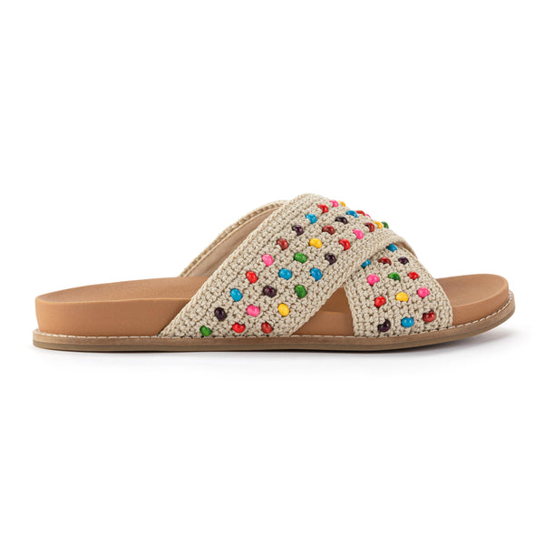 Sakroots Penelope Sandal Ecru Multi Beads
