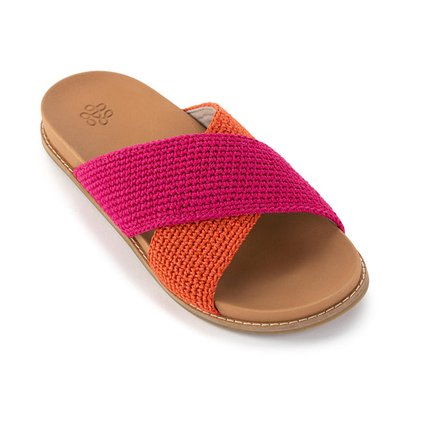 Sakroots Penelope Sandal Pinkberry Cayenne Block