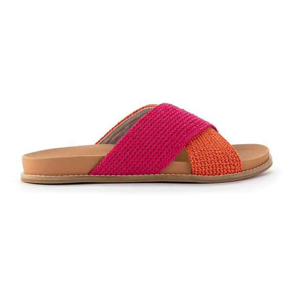 Sakroots Penelope Sandal Pinkberry Cayenne Block