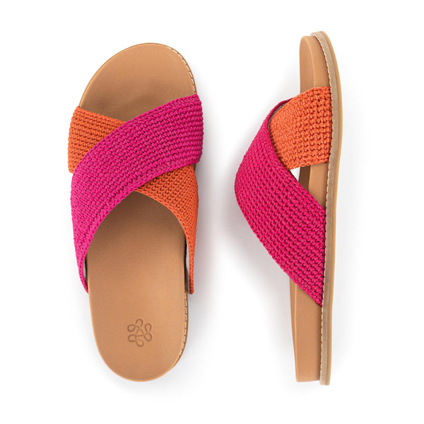 Sakroots Penelope Sandal Pinkberry Cayenne Block