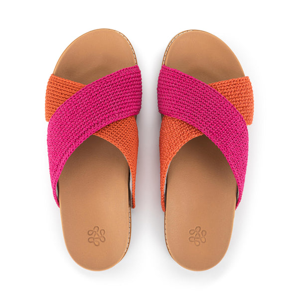 sakroots Penelope Sandal Pinkberry Cayenne Block
