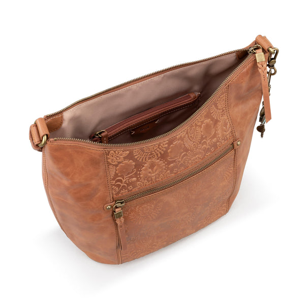 Sakroots Sequoia Hobo Tobacco Floral Embossed