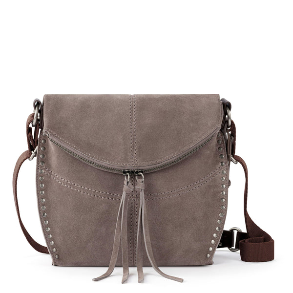 sakroots Silverlake Flap Crossbody Mushroom Suede