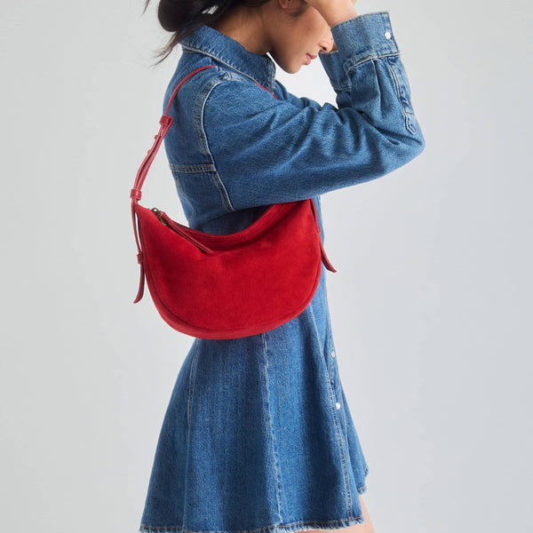 Sakroots Tess Shoulder Bag Scarlet Suede